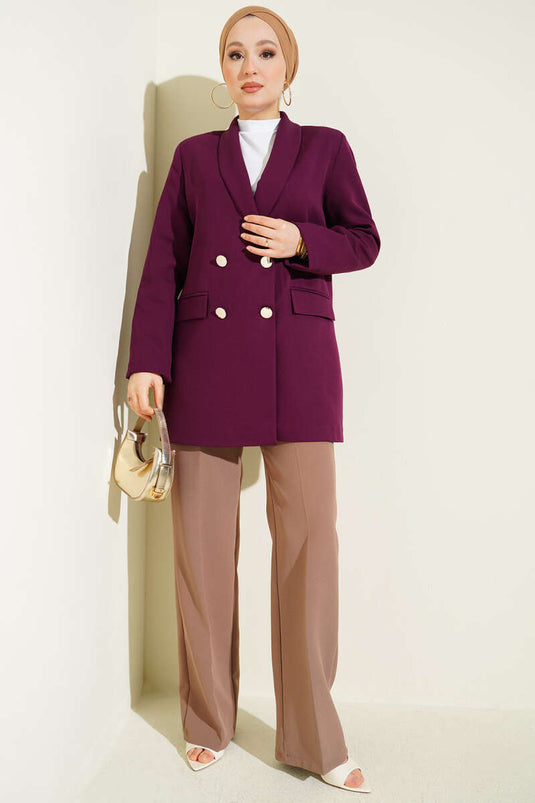 Purple Wrap Jacket with Buttons