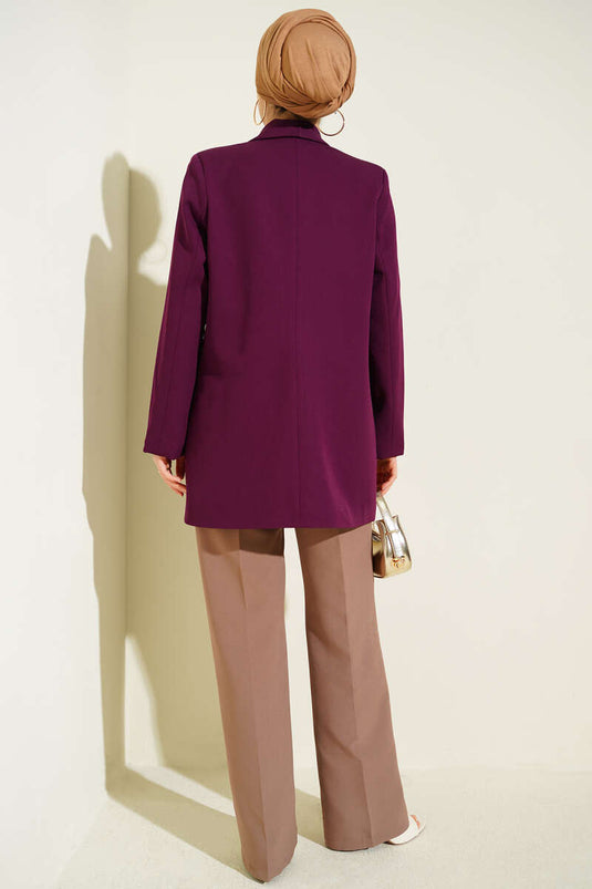 Purple Wrap Jacket with Buttons