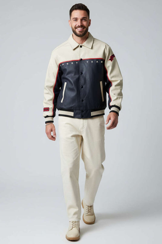 Veste pour homme avec bordure brodée, noire