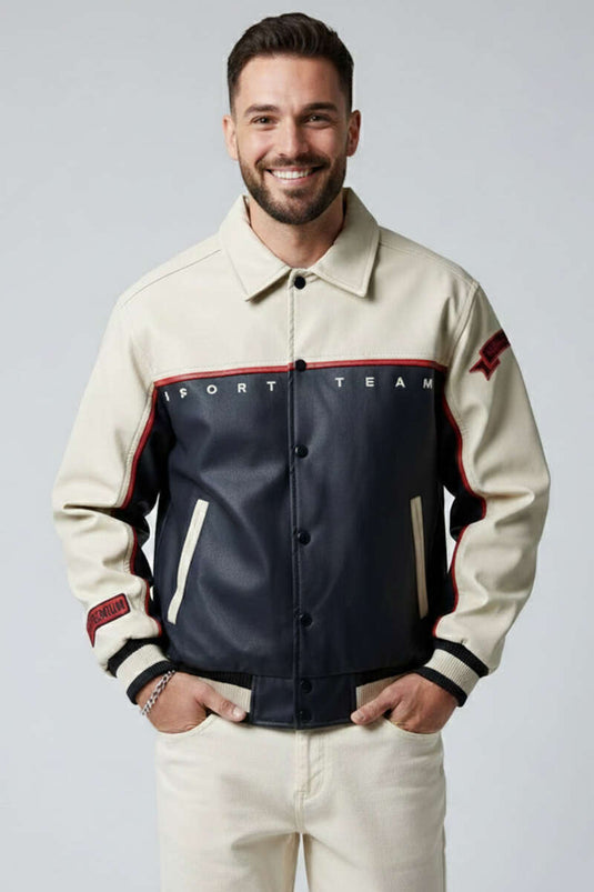 Veste pour homme avec bordure brodée, noire