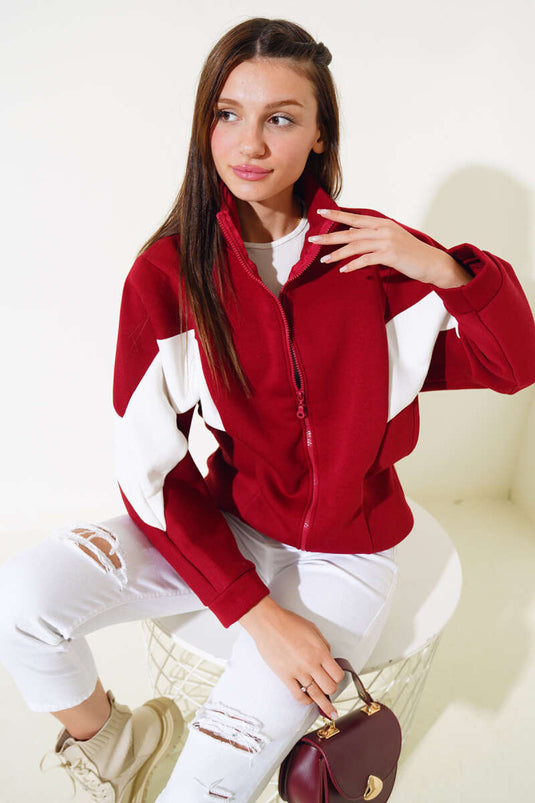 Gilet court décontracté bordeaux à trois fils orné