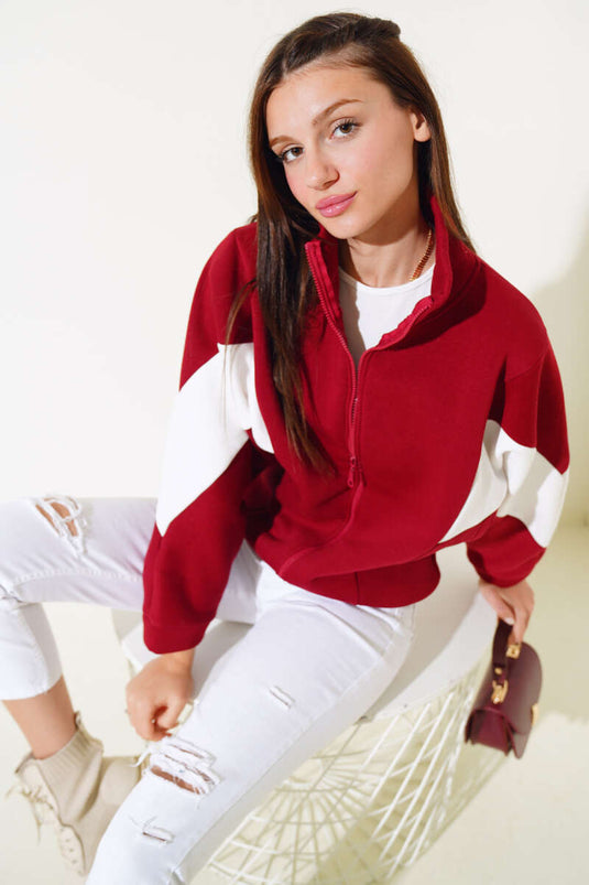 Gilet court décontracté bordeaux à trois fils orné