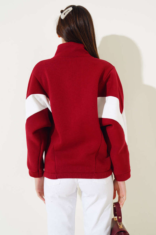 Gilet court décontracté bordeaux à trois fils orné