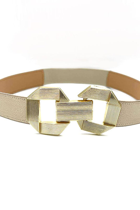 حزام بيج بتفاصيل مطاطية وقفل متداخل