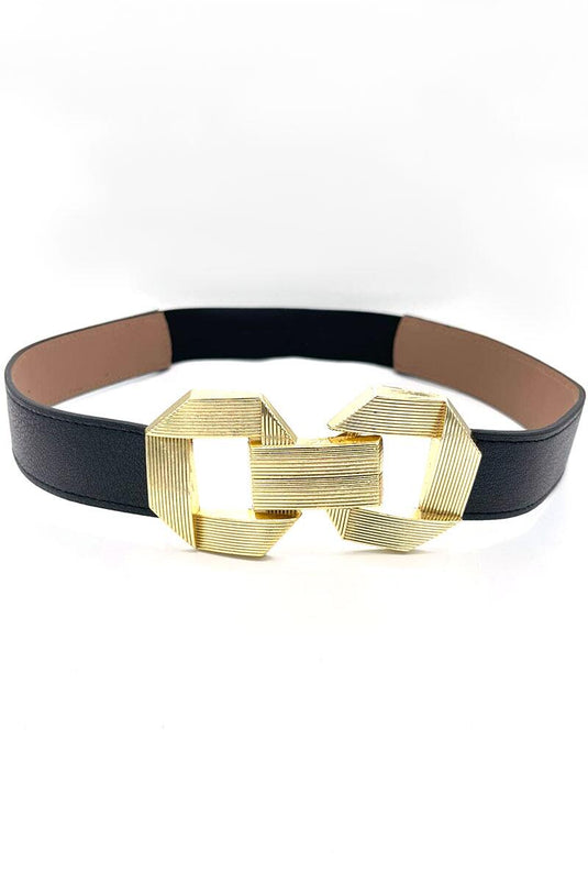 Geçme Tokalı Lastik Detaylı Siyah Kemer