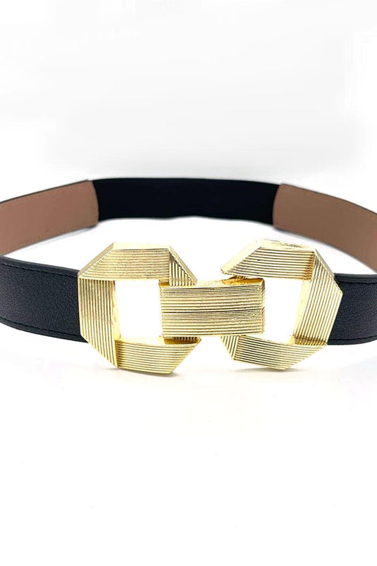 Geçme Tokalı Lastik Detaylı Siyah Kemer