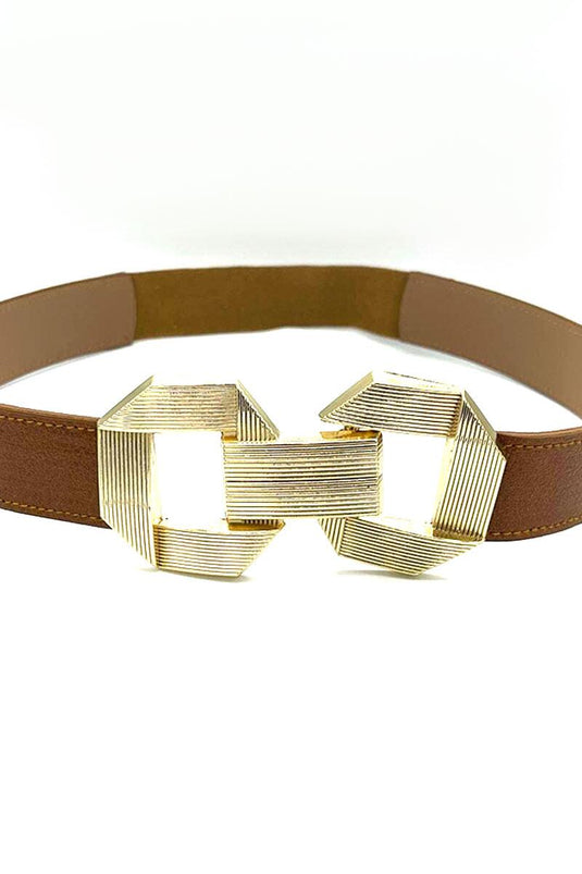 Buckle Detail Elastic Tan Belt