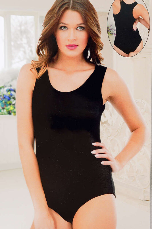 Geniş Askılı Çıtçıtlı Body Siyah