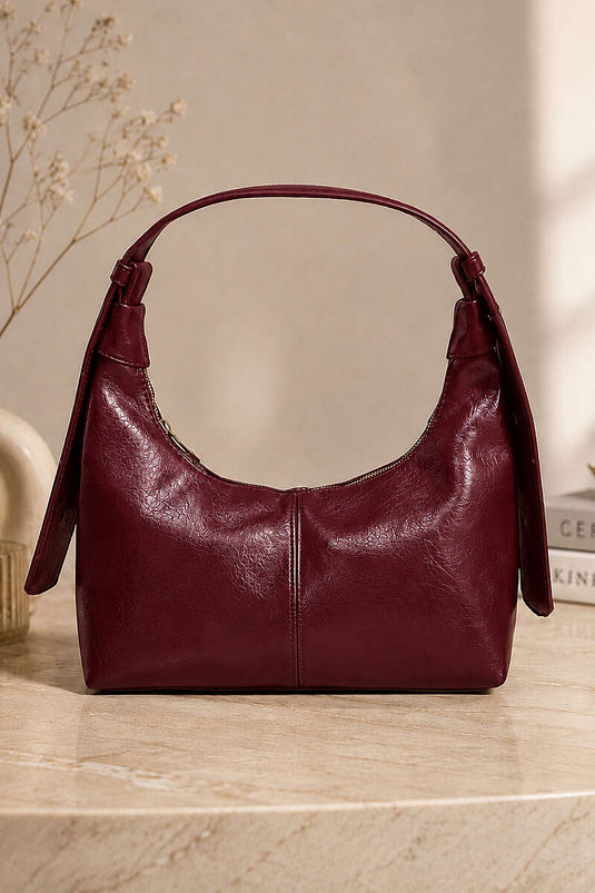 Sac à bandoulière large avec fermeture éclair, couleur bordeaux