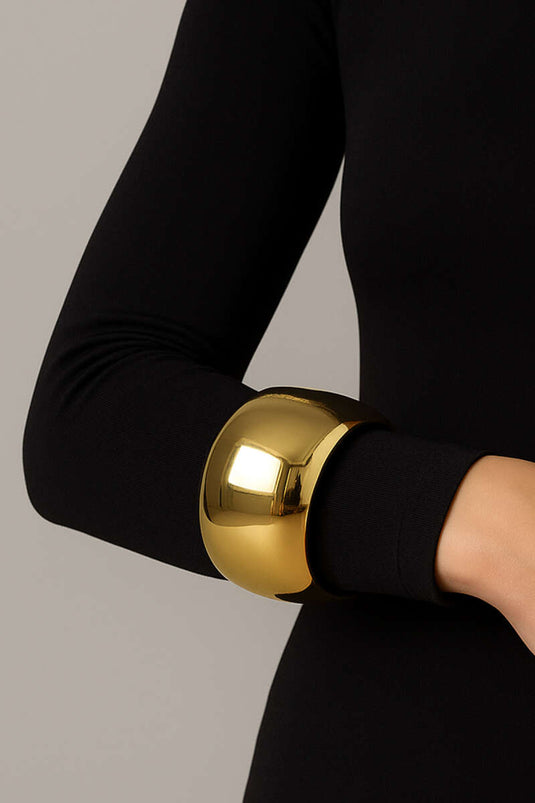 Wide Basic Cuff Bracelet Gold