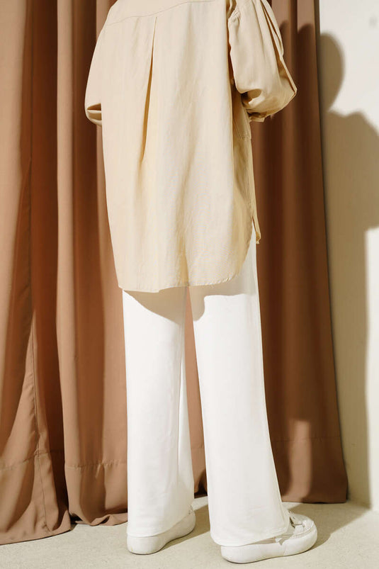 Pantaloni elasticizzati a vita larga con bordino bianco