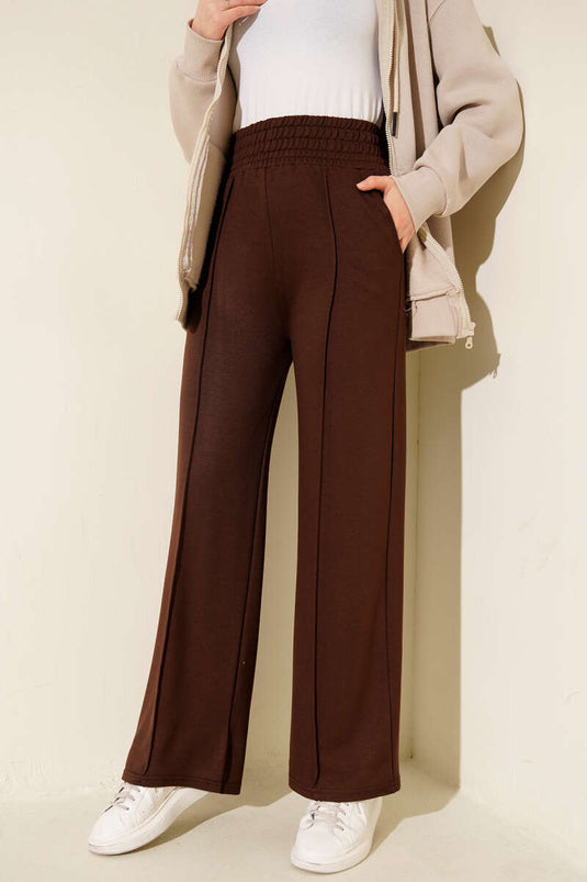 Pantalon amovible à large ceinture élastique Marron