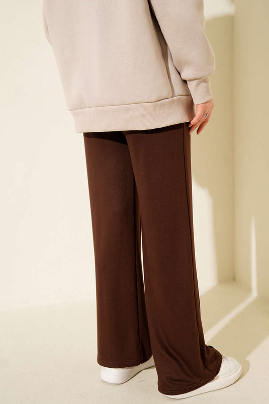 Weit geschnittene Hose mit abnehmbarem breitem Bund, braun