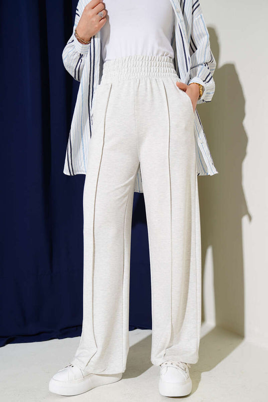 Wide Waist Elastic Removable Pants Heather Gray