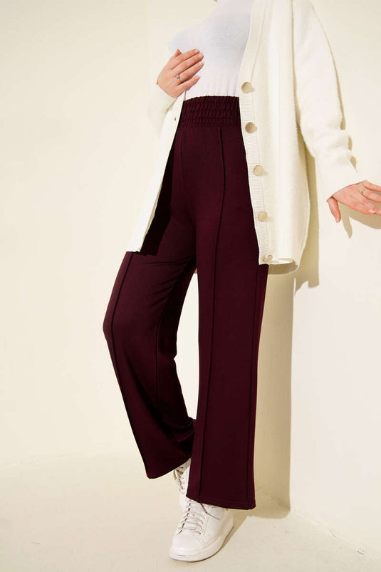 بنطال واسع الخصر بحزام مطاطي قابل للإزالة بلون العنبية