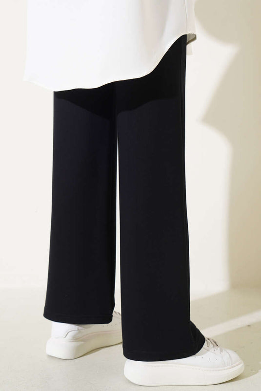 Wide Waist Elastic Removable Pants Black