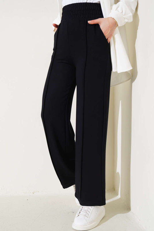 Pantalon amovible à taille large élastique noir