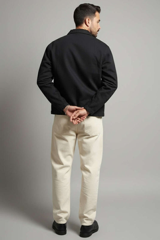 Veste pour homme avec grandes poches et fermeture éclair, noire