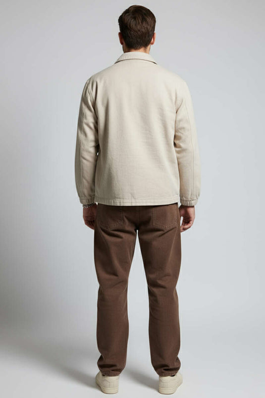 Veste homme avec grandes poches et fermeture éclair, couleur pierre