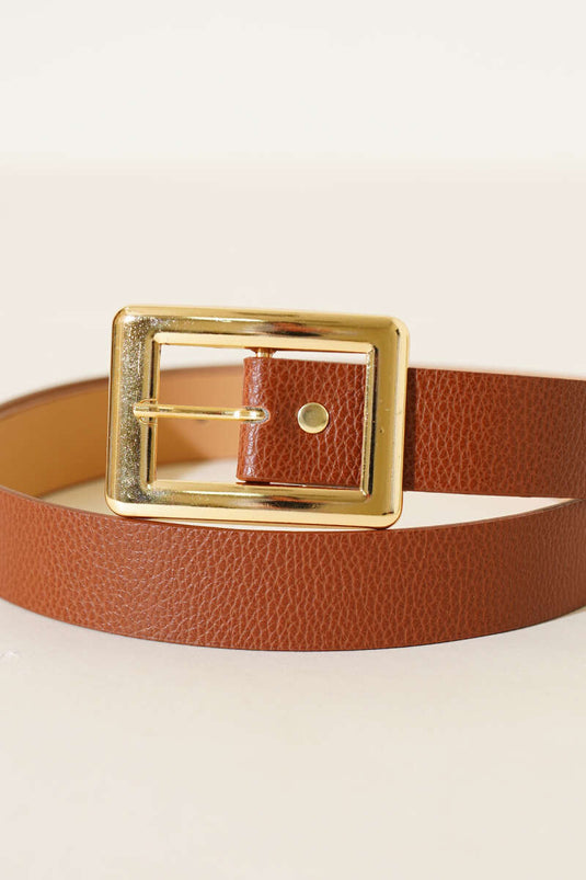 Ceinture large rectangulaire à boucle couleur tabac