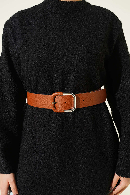 Wide Belted Bouclé Tunic Black