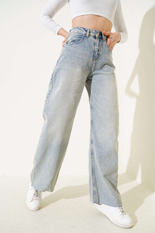 Wide Leg Jeans Green Tint