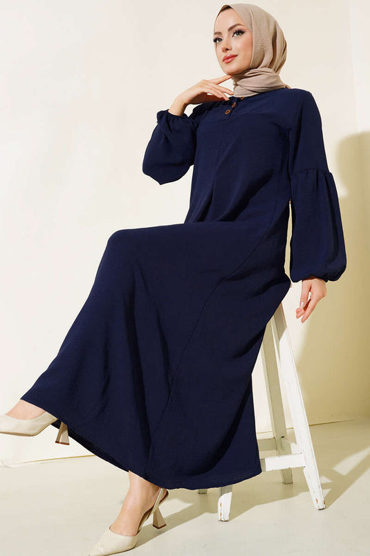 Wide Sleeve Dress Navy Blue