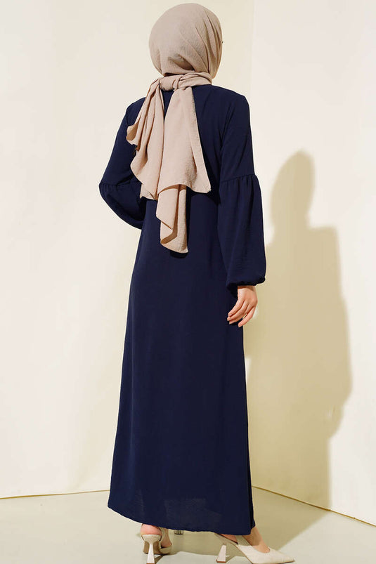 Wide Sleeve Dress Navy Blue