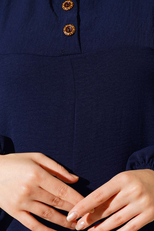 Wide Sleeve Dress Navy Blue