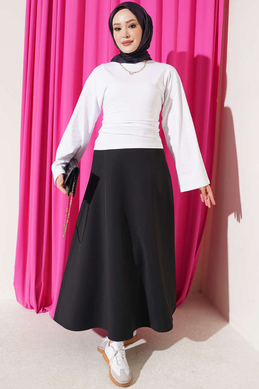 Camicia Bianca Con Maniche Ampie E Pannelli Laterali