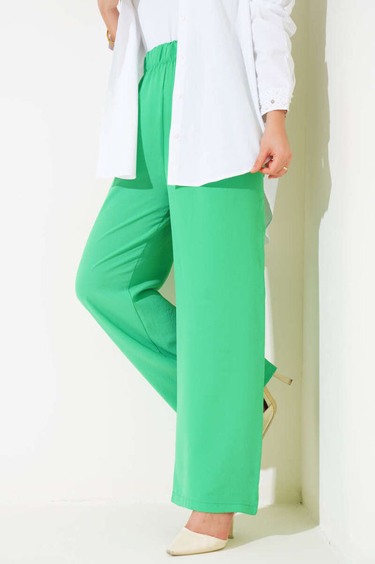 Wide Leg Elastic Waist Pants Benetton