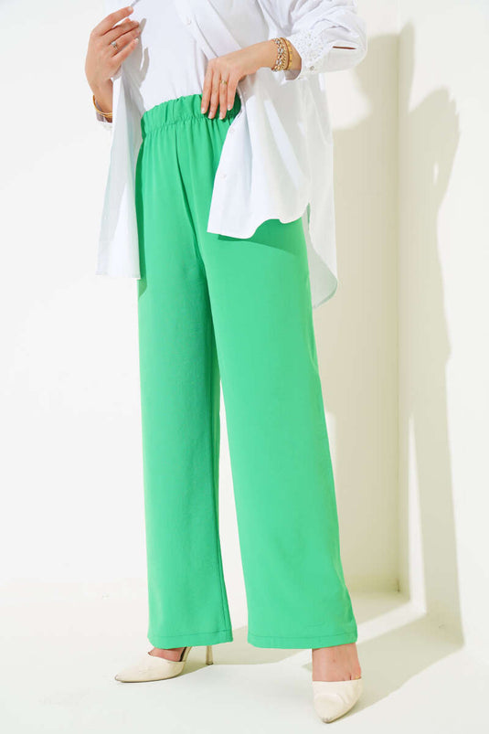 Wide Leg Elastic Waist Pants Benetton