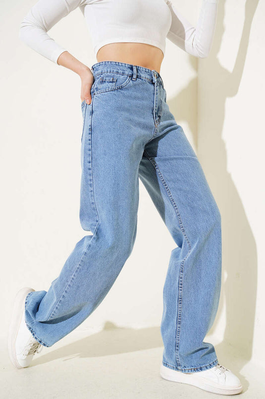 Wide Leg Loose Jeans Blue