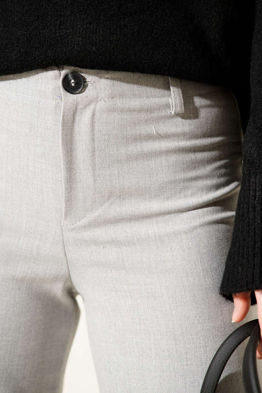 Geniş Paça Düğmeli Pantolon Gri