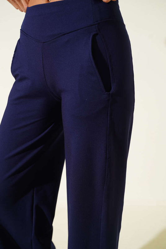 Geniş Paça Loyşa Pantolon Lacivert