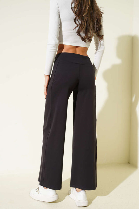Wide-Leg Loose Trousers Black
