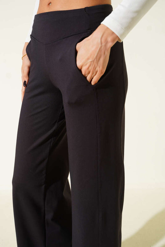 Geniş Paça Loyşa Pantolon Siyah