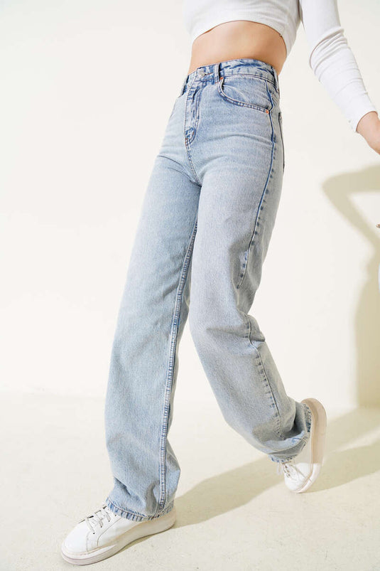 Wide Leg Palazzo Jeans Snow Medium