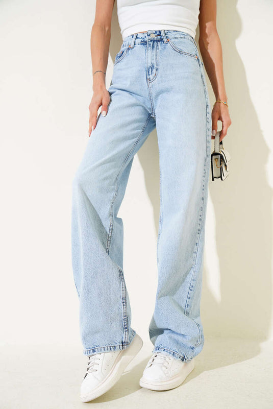 Wide Leg Jeans in Snow