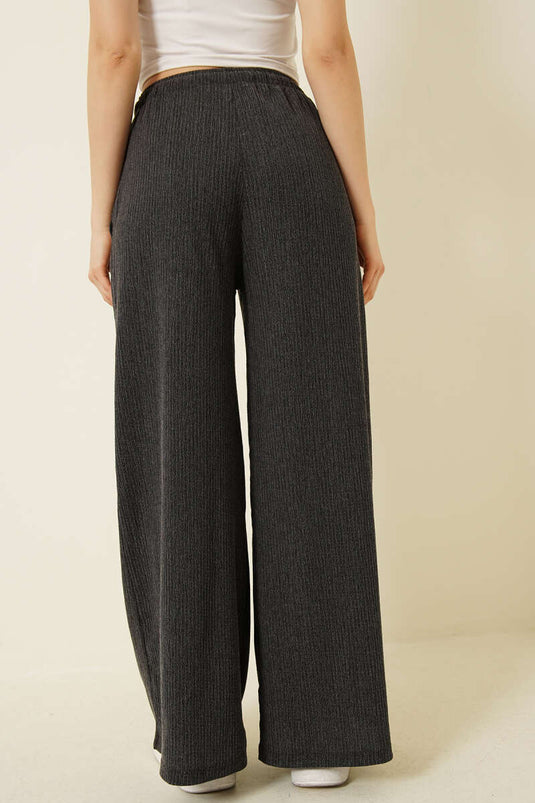 بنطال واسع الساق بنقشة لحاء الشجر رمادي داكن