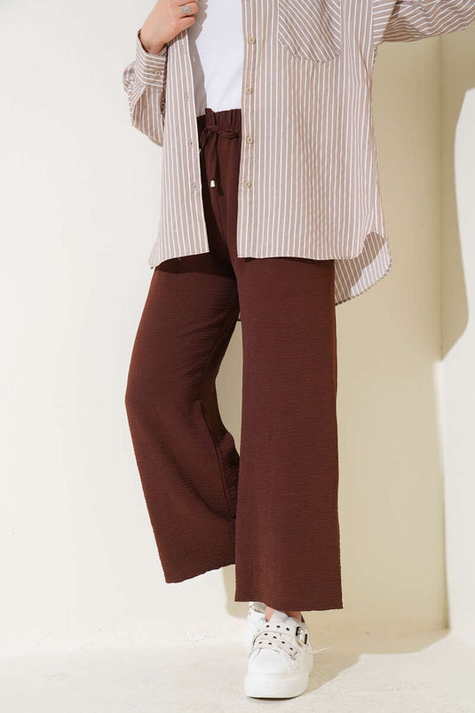 Pantalones Ayrobin de pierna ancha, marrón