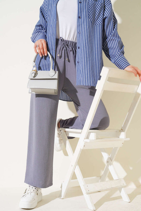 Pantalon Ayrobin à jambes larges, gris ardoise