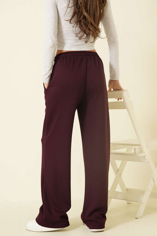 Wide-Legged Pocketed Loyşa Trousers Plum