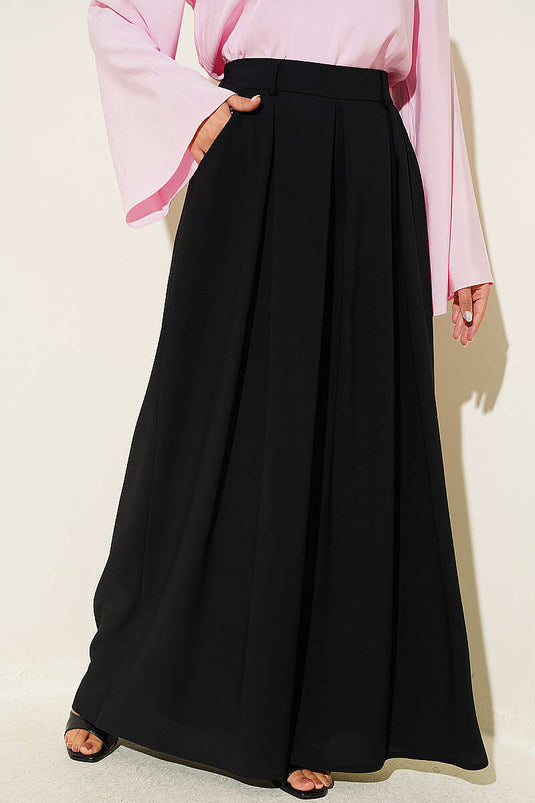 Pantaloni Plissettati Con Tasche Neri