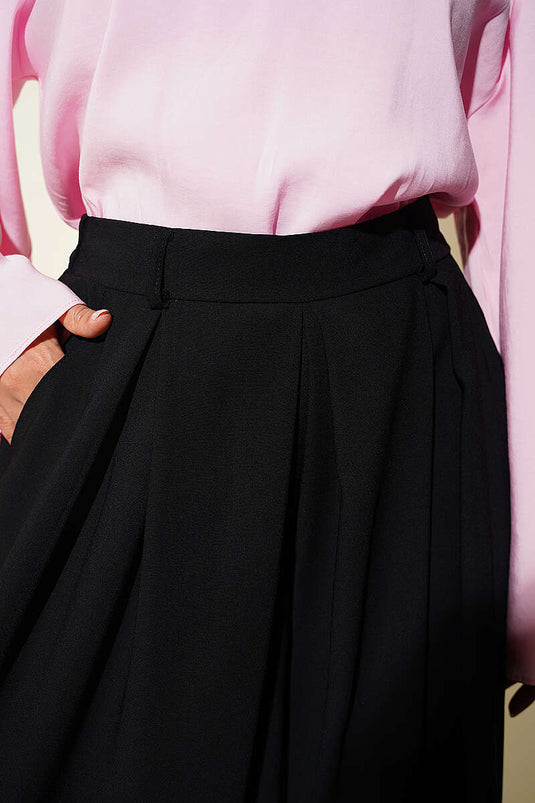 Pantaloni Plissettati Con Tasche Neri