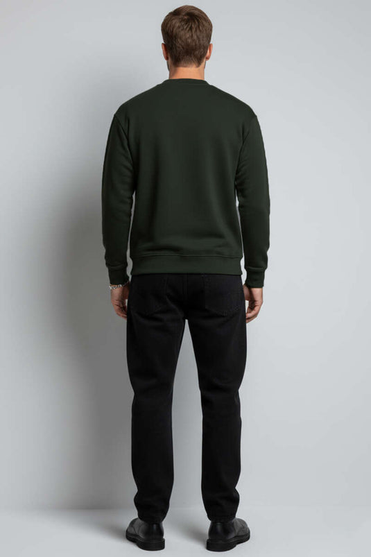 Geniş Ribanalı Triko Sweatshirt Nefti