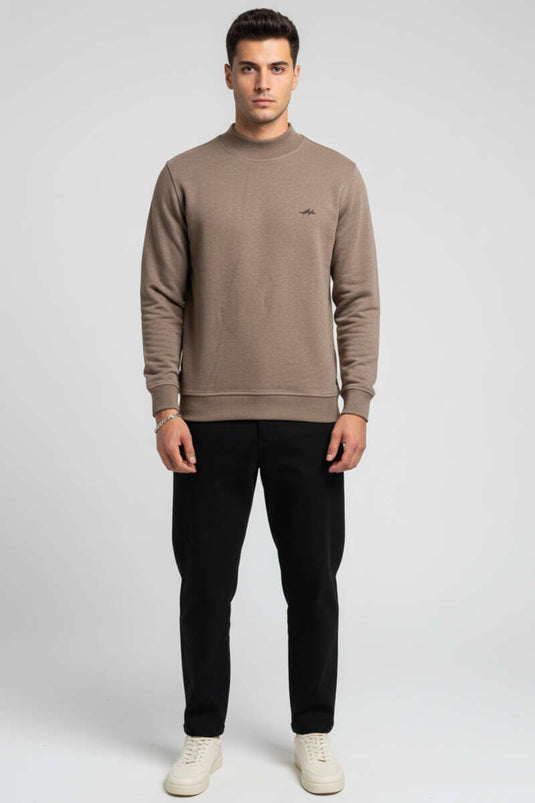 Wide Ribbed Knit Sweatshirt, Mink