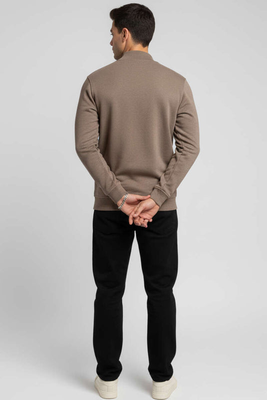 Wide Ribbed Knit Sweatshirt, Mink