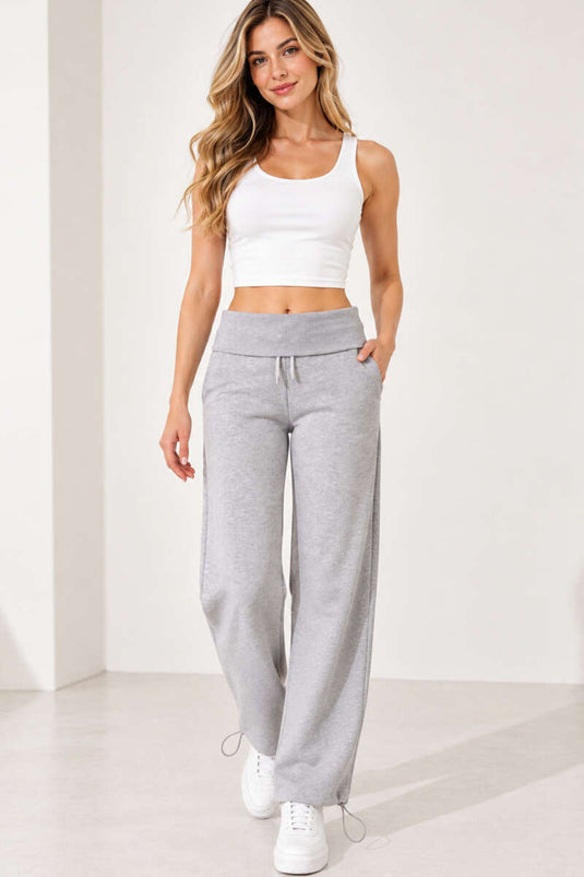 Pantalones Anchos De Tres Capas En Gris