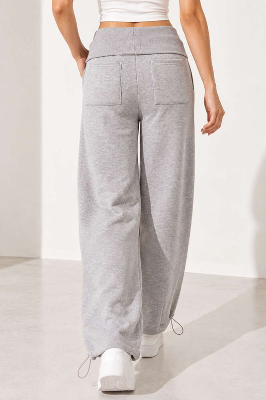 Pantalones Anchos De Tres Capas En Gris